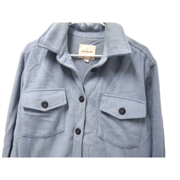 Thread & Suppy Nordstrom Womens Longline Sweatshirt Knit Shacket S Sky Blue - Picture 6 of 10